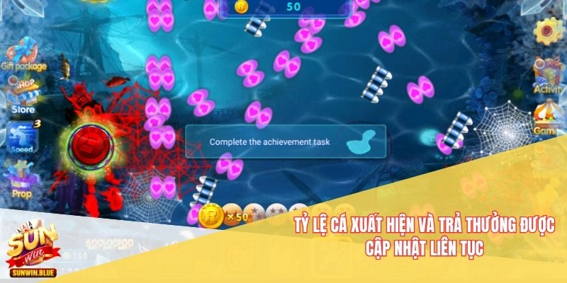 Tỷ lệ cá xuất hiện và trả thưởng được cập nhật liên tục